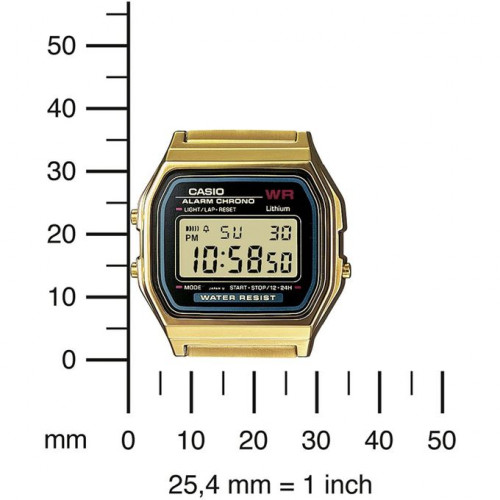 Casio – Cadran carré – Vintage Collection – Doré – Bracelet en acier inoxydable – A159WGEA-1DF Casio – Cadran carré – Vintage Collection – Doré – Bracelet en acier inoxydable – A159WGEA-1DF