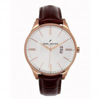 Daniel Hechter homme – Cadran blanc – Boîtier bronze – Bracelet en cuir marron – DHH020/2BU