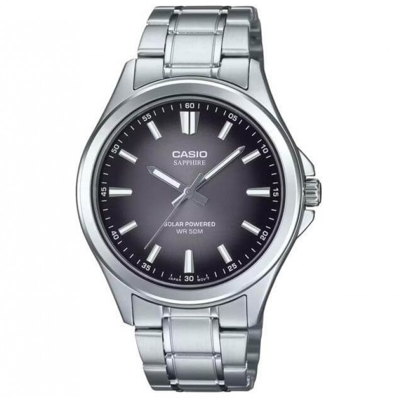 Casio – Montre pour hommes – Solaire & verre saphir inrayable – Fond noir – Tout en acier inoxydable – MTS-RS100D-1ADF