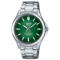 Casio – Montre pour hommes – Solaire & verre saphir inrayable – Fond vert – Tout en acier inoxydable – MTS-RS100D-3AVDF