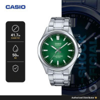 Casio – Montre pour hommes – Solaire & verre saphir inrayable – Fond vert – Tout en acier inoxydable – MTS-RS100D-3AVDF