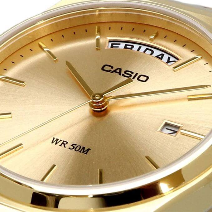 Casio – Montre classique style rétro pour hommes – Dorée cadran doré – Étanche 50 m – MTP-B146G-9AV