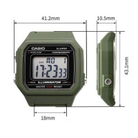 Casio – Montre digitale au bracelet en résine vert – Étanche 50 m – W-217H-5AV