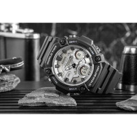 Casio – Robuste & très facile à lire – Double montre avec cadran argenté – Bracelet en résine noir – AEQ-120W-7AV