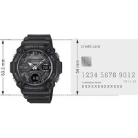 Casio – Robuste & très facile à lire – Double montre avec cadran argenté – Bracelet en résine noir – AEQ-120W-7AV