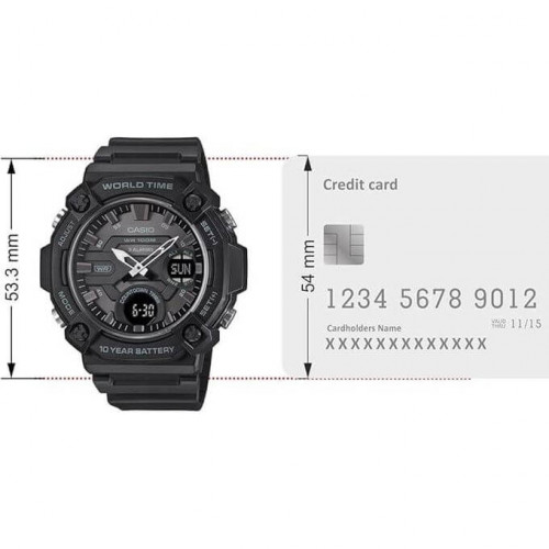 Casio – Robuste & très facile à lire – Double montre avec cadran argenté – Bracelet en résine noir – AEQ-120W-7AV Casio – Robuste & très facile à lire – Double montre avec cadran argenté – Bracelet en résine noir – AEQ-120W-7AV
