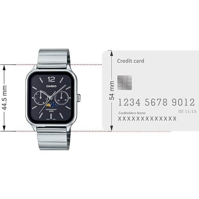 Casio – Montre pour hommes – Affichage des phases de lune – Tout en acier inoxydable – MTP-M305D-1A2V