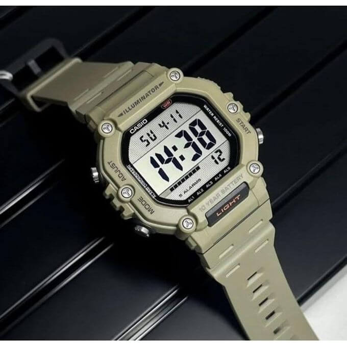 Casio – Montre sport pour hommes pratique et robuste – Vert – Autonomie pile 10 ans – Étanche 100 m – AE-1600H-5AVDF