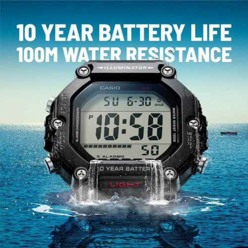 Casio – Montre sport pratique et robuste noir pour hommes – Autonomie pile 10 ans – Étanche 100 m – AE-1600H-1AV Casio – Montre sport pratique et robuste noir pour hommes – Autonomie pile 10 ans – Étanche 100 m – AE-1600H-1AV