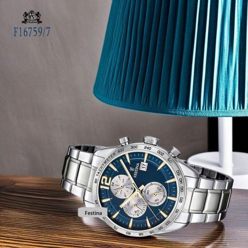 Festina – Chronographe pour hommes – Tout en acier inoxydable – Étanche 50 m – F16759/7 Festina – Chronographe pour hommes – Tout en acier inoxydable – Étanche 50 m – F16759/7