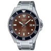 Casio – Sous-marine pour hommes – Fond marron – Étanche 200 m – Tout en acier inoxydable – MDV-107D-5AV
