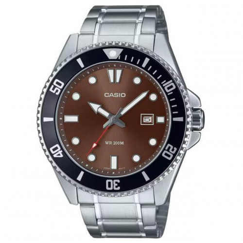 Casio – Sous-marine pour hommes – Fond marron – Étanche 200 m – Tout en acier inoxydable – MDV-107D-5AV Casio – Sous-marine pour hommes – Fond marron – Étanche 200 m – Tout en acier inoxydable – MDV-107D-5AV