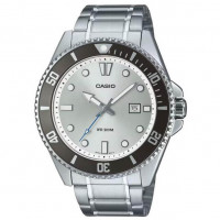Casio – Sous-marine cadran blanc & lunette rotative noire – Dateur & étanche 200 m – MDV-107D-7AVDF