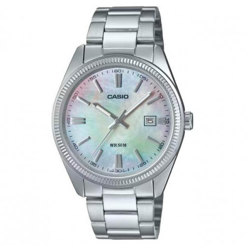 Casio – Montre classique au fond blanc nacré pour hommes – Étanche 50 m – Tout en acier inoxydable – MTP-1302DS-7AV Casio – Montre classique au fond blanc nacré pour hommes – Étanche 50 m – Tout en acier inoxydable – MTP-1302DS-7AV