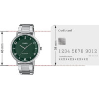 Casio – Montre classique et simple au fond vert avec index chiffres faciles – Étanche & tout en acier – MTP-VT03D-3BDF