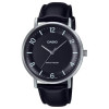 Casio – Montre classique noire avec bracelet en cuir noir pour hommes – Étanche – MTP-VT03L-1B