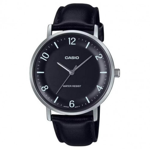 Casio – Montre classique noire avec bracelet en cuir noir pour hommes – Étanche – MTP-VT03L-1B Casio – Montre classique noire avec bracelet en cuir noir pour hommes – Étanche – MTP-VT03L-1B