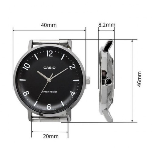 Casio – Montre classique noire avec bracelet en cuir noir pour hommes – Étanche – MTP-VT03L-1B Casio – Montre classique noire avec bracelet en cuir noir pour hommes – Étanche – MTP-VT03L-1B