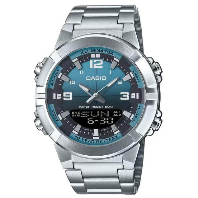 Casio – Montre pour hommes en acier inoxydable – Analogique / Numérique – AMW-870DA-2A2V