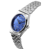Casio – Style classique en fond bleu et bracelet en acier inoxydable argenté avec dateur pour hommes – MTP-B146D-2AV