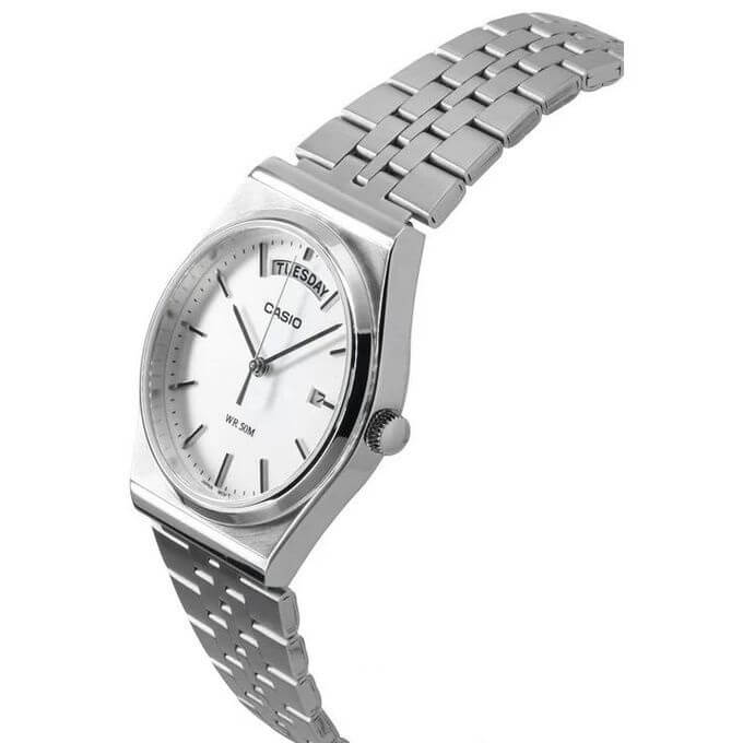 Casio – Style des années 80 – Classique pour hommes – Dateur jours/mois – Tout en acier inoxydable – MTP-B146D-7AV