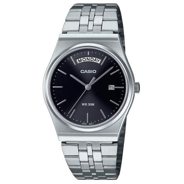 Casio – Montre classique pour hommes en acier inoxydable et avec dateur jours/mois – Étanche 50 m – MTP-B146D-1AV