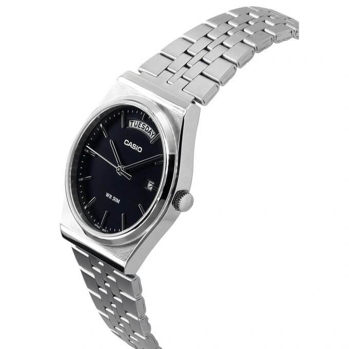 Casio – Montre classique pour hommes en acier inoxydable et avec dateur jours/mois – Étanche 50 m – MTP-B146D-1AV