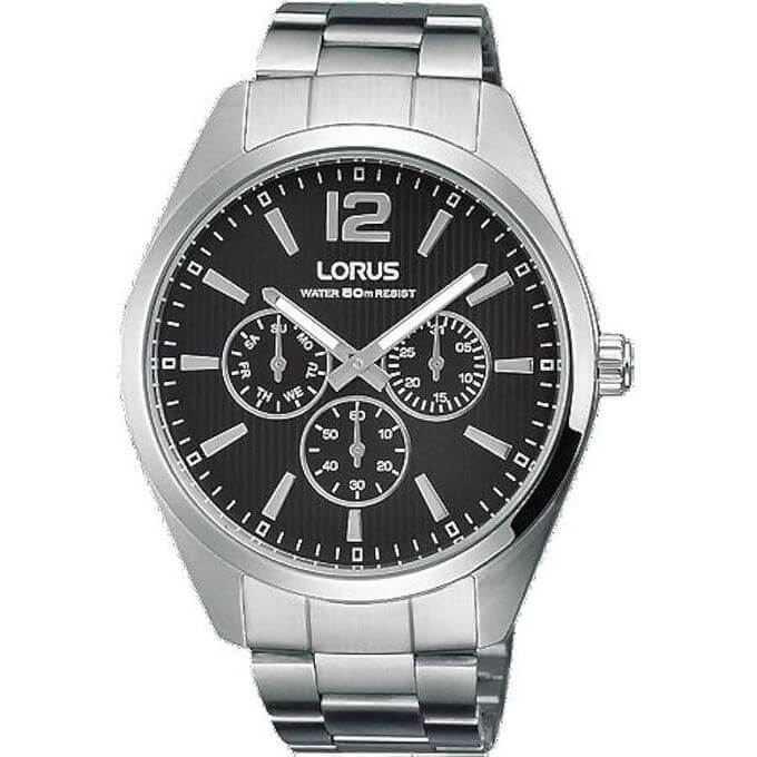 Lorus – Montre pour hommes au cadran noir et blanc avec motifs rayures – Étanche 50 m – RP623CX9