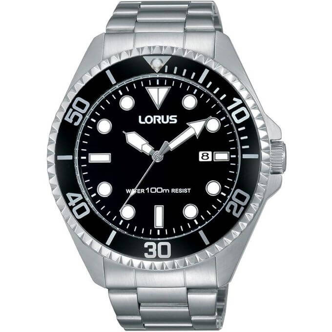 Lorus – Somptueuse montre à quartz pour hommes, cadran noir avec dateur et étanche 100 m – RH939GX9