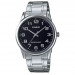 Casio – Montre classique au fond noir et index chiffres arabes blancs pour hommes – Bracelet en acier inoxydable argenté – MTP-V001D-1B Casio – Montre classique au fond noir et index chiffres arabes blancs pour hommes – Bracelet en acier inoxydable argenté – MTP-V001D-1B