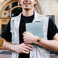 Casio – Vintage au style classique dorée et fond marron – Double montres avec bracelet en acier inoxydable – AQ-230GA-5AMQY