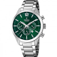 Festina – Fond vert avec dateur et chronographe pour hommes – Étanche – F20343/B