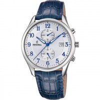 Festina – Montre pour hommes – Chronographe – Bracelet en cuir bleu – F6855/A