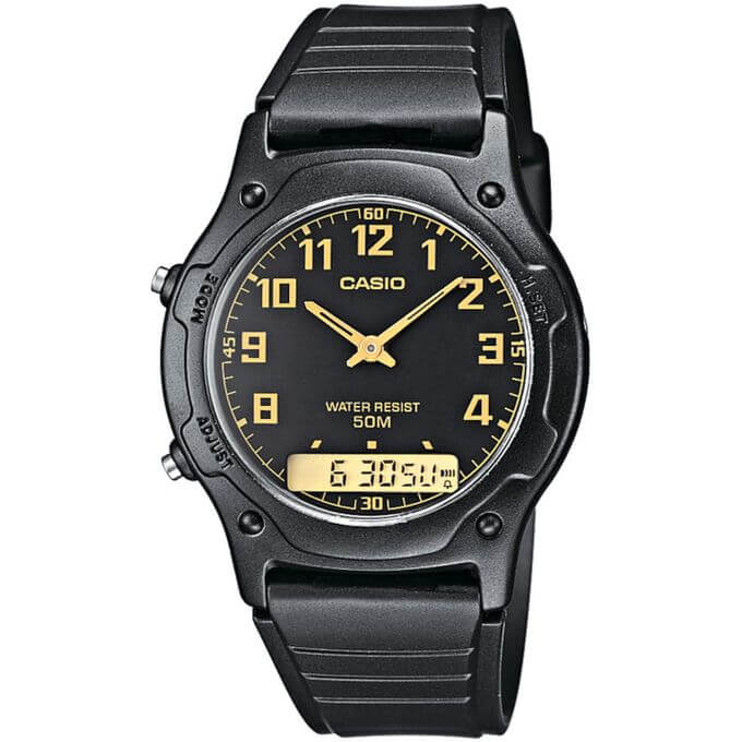 Casio – Double montres numérique/analogique – Étanche jusqu’à 50 m – Bracelet en résine – AW-49H-1BV