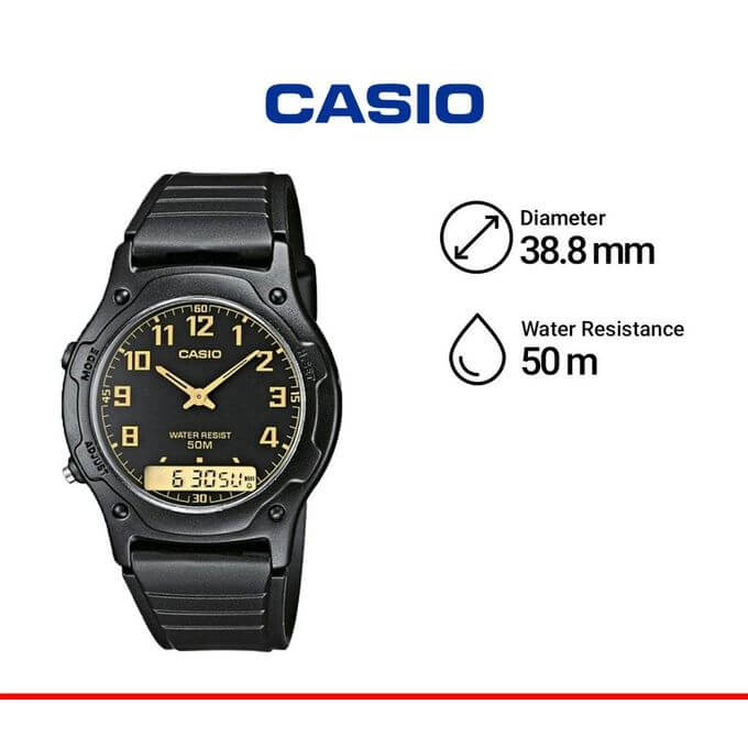 Casio – Double montres numérique/analogique – Étanche jusqu’à 50 m – Bracelet en résine – AW-49H-1BV