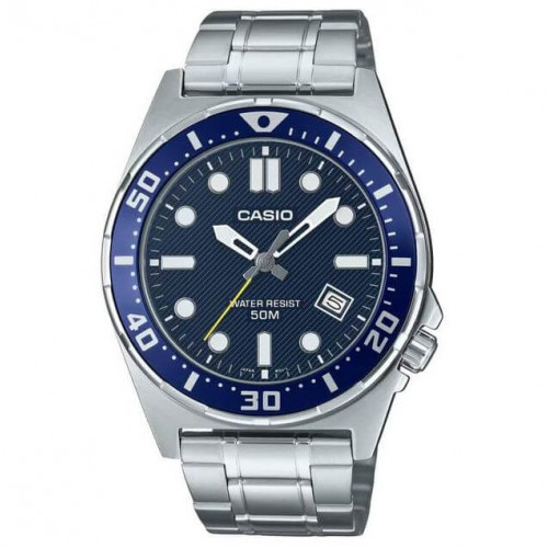 Casio – Montre classique au fond noir et index chiffres arabes blancs pour hommes – Bracelet en acier inoxydable argenté – MTP-V001D-1B Casio – Montre classique au fond noir et index chiffres arabes blancs pour hommes – Bracelet en acier inoxydable argenté – MTP-V001D-1B