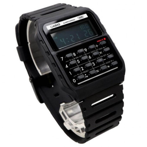 Casio – Bracelet en résine Bio de couleur Noir – Style rétro Vintage avec mini-calculatrice révolutionnaire – CA-53WB-1B Casio – Bracelet en résine Bio de couleur Noir – Style rétro Vintage avec mini-calculatrice révolutionnaire – CA-53WB-1B