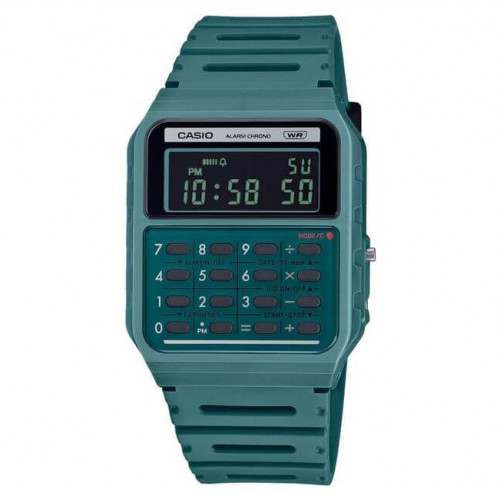 Casio – Style rétro Vintage avec mini-calculatrice révolutionnaire – Bracelet en résine Bio de couleur turquoise foncé – CA-53WB-3B Casio – Style rétro Vintage avec mini-calculatrice révolutionnaire – Bracelet en résine Bio de couleur turquoise foncé – CA-53WB-3B