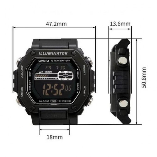 Casio – Montre sport noir avec lunette métallique et étanche 100 m – Bracelet en résine noir – MWD-110HB-1BV Casio – Montre sport noir avec lunette métallique et étanche 100 m – Bracelet en résine noir – MWD-110HB-1BV
