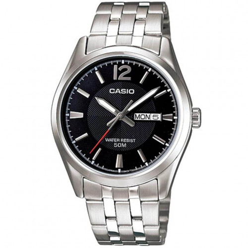 Casio – Montre pour hommes au fond texturé en noir et dateur jours/mois – Étanche 50 m – MTP-1335D-1AVDF Casio – Montre pour hommes au fond texturé en noir et dateur jours/mois – Étanche 50 m – MTP-1335D-1AVDF