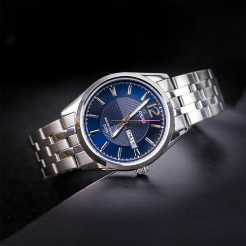 Casio – Au fond bleu texturé avec dateur sur 3h et tout en acier inoxydable pour hommes – MTP-1335D-2AVDF Casio – Au fond bleu texturé avec dateur sur 3h et tout en acier inoxydable pour hommes – MTP-1335D-2AVDF