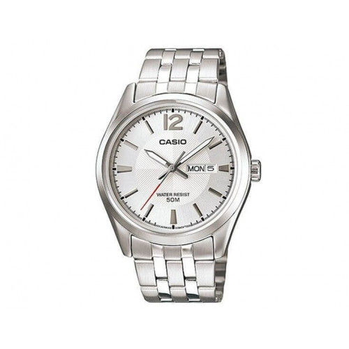 Casio – Modèle classique pour hommes au fond texturé argenté avec dateur sur 3h et étanchéité 50 m – MTP-1335D-7AVDF Casio – Modèle classique pour hommes au fond texturé argenté avec dateur sur 3h et étanchéité 50 m – MTP-1335D-7AVDF
