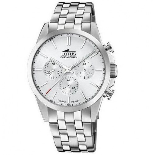 Lotus – Argentée en acier inoxydable – Chronographe pour hommes – Étanche 50 m – 18989/1 Lotus – Argentée en acier inoxydable – Chronographe pour hommes – Étanche 50 m – 18989/1