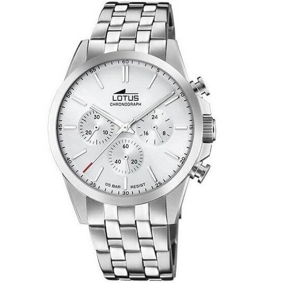 Lotus – Argentée en acier inoxydable – Chronographe pour hommes – Étanche 50 m – 18989/1