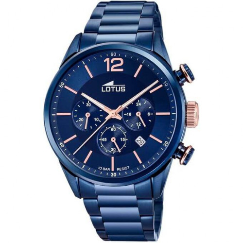 Lotus – Chronographe en acier inoxydable bleu pour hommes – Étanche 100 m avec dateur – 18680/2 Lotus – Chronographe en acier inoxydable bleu pour hommes – Étanche 100 m avec dateur – 18680/2