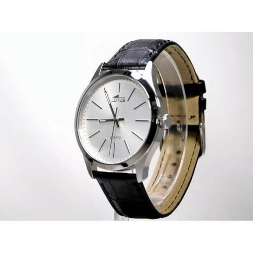 Lotus – Montre classique cadran argenté en bracelet cuir noir pour hommes – Diamètre 42 mm – 15961/1 Lotus – Montre classique cadran argenté en bracelet cuir noir pour hommes – Diamètre 42 mm – 15961/1