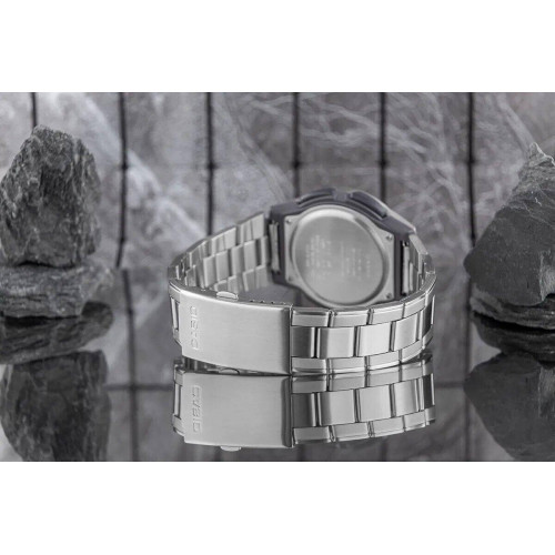 Casio – Double montre en bracelet acier inoxydable pour hommes – Autonomie pile 10 ans – AW-80D-1AV Casio – Double montre en bracelet acier inoxydable pour hommes – Autonomie pile 10 ans – AW-80D-1AV