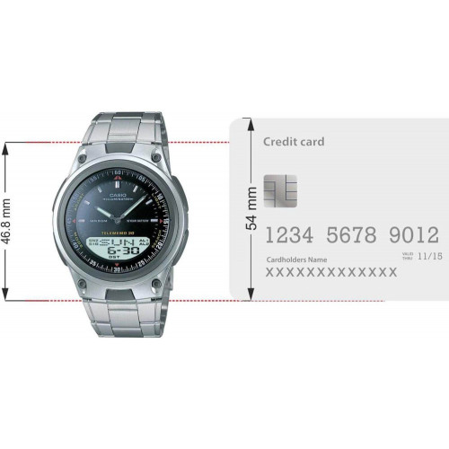 Casio – Double montre en bracelet acier inoxydable pour hommes – Autonomie pile 10 ans – AW-80D-1AV Casio – Double montre en bracelet acier inoxydable pour hommes – Autonomie pile 10 ans – AW-80D-1AV