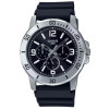 Casio – Montre en bracelet résine noir – Étanche – Argentée cadran noir – MTP-VD300-1B