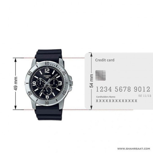 Casio – Montre en bracelet résine noir – Étanche – Argentée cadran noir – MTP-VD300-1B Casio – Montre en bracelet résine noir – Étanche – Argentée cadran noir – MTP-VD300-1B